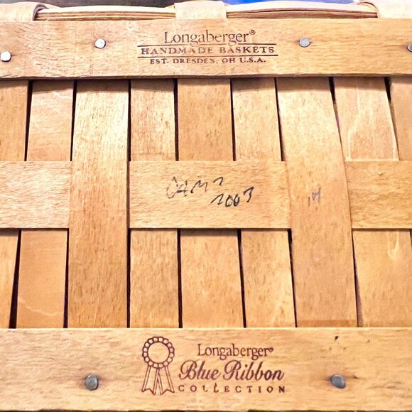 Longaberger 2003- Blue Ribbon Collection Canning Basket-Blue/White/Plastic-Plaid - Picture 16 of 16